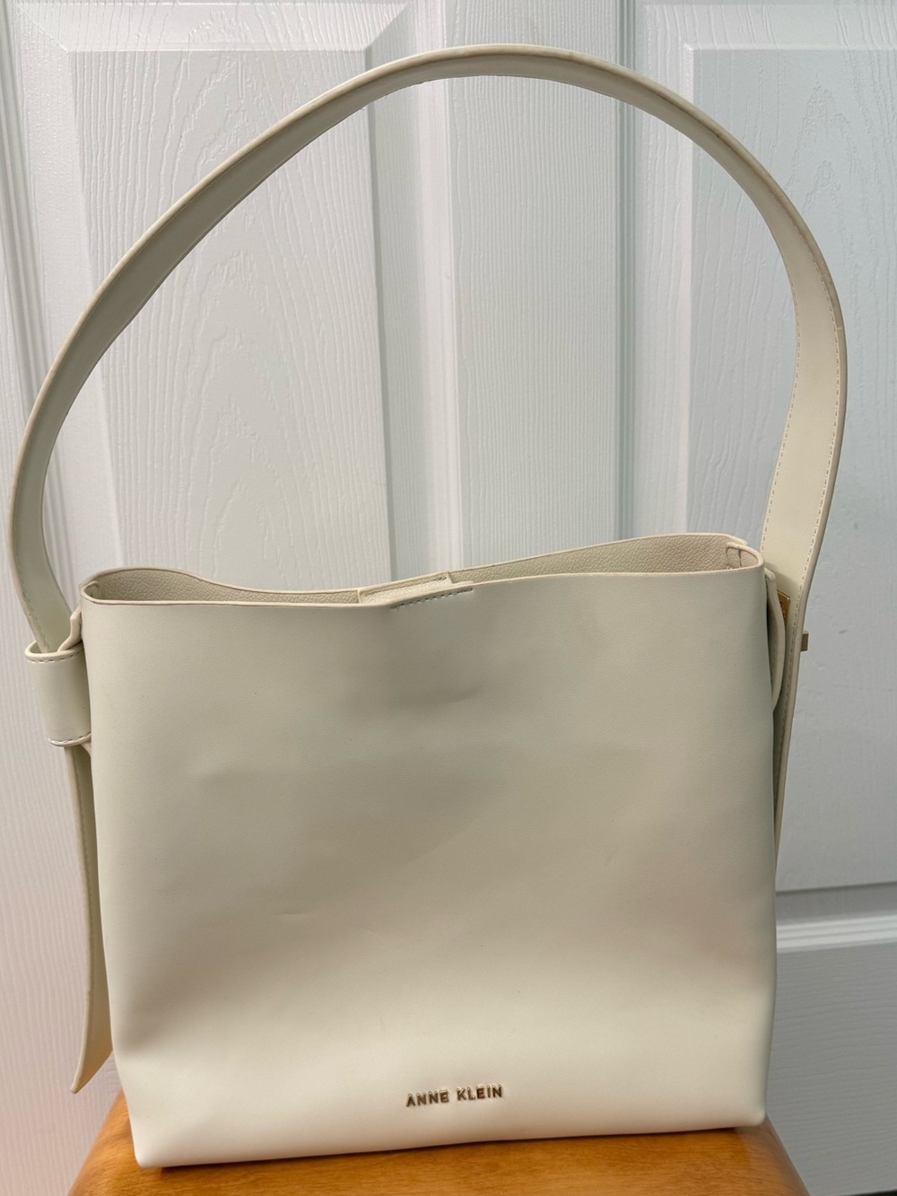 Anne Klein Cream Shoulder Tote with Gold Logo